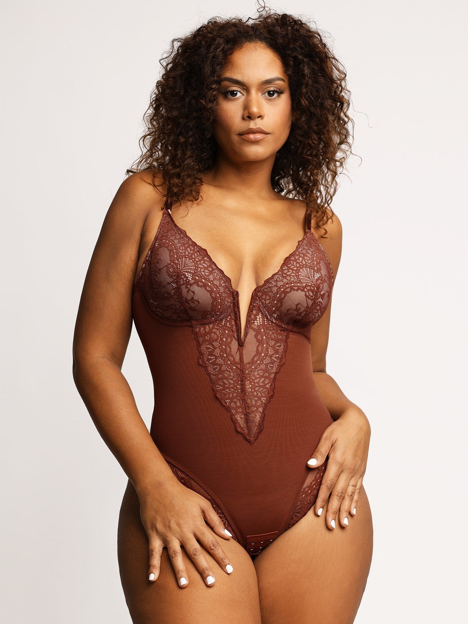 Shapewear Lace Deep-V Neck Bodysuits or Faux Leather Skirts - Seldom Seen Styles