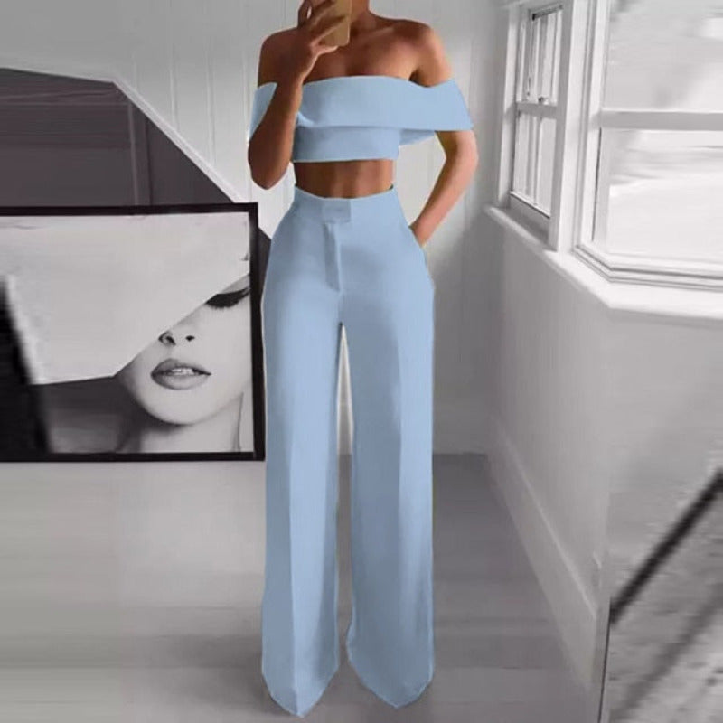 Off Shoulder Top and Pants Matching Set - Seldom Seen Styles