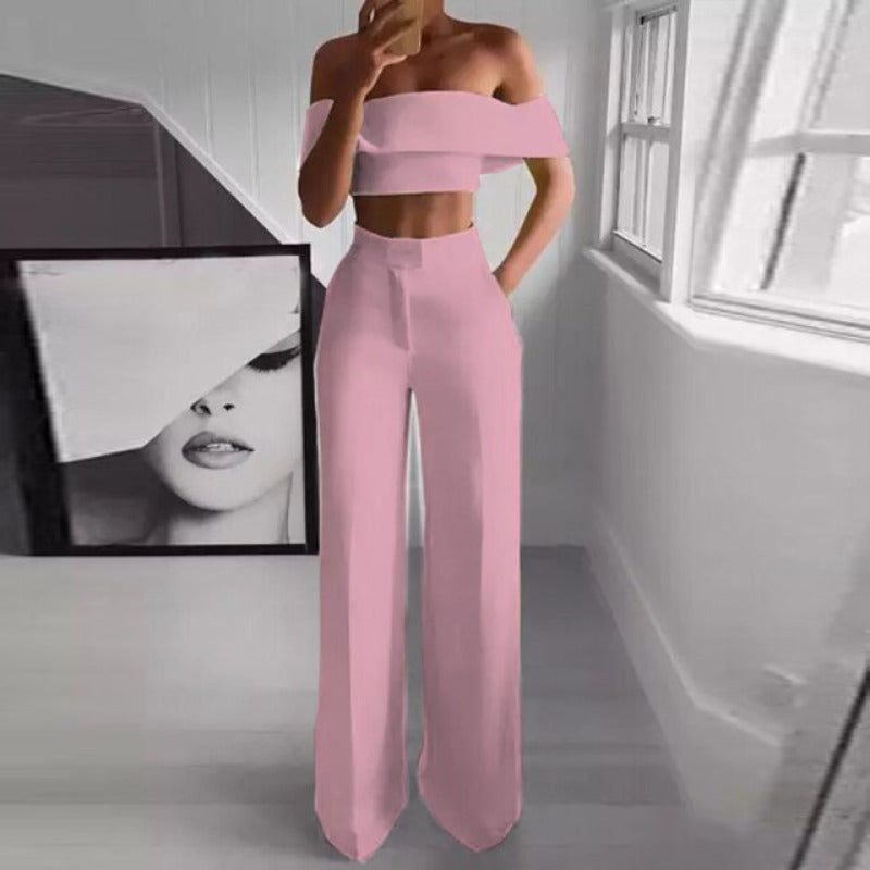 Off Shoulder Top and Pants Matching Set - Seldom Seen Styles