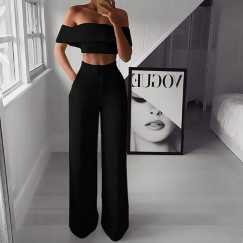 Off Shoulder Top and Pants Matching Set - Seldom Seen Styles