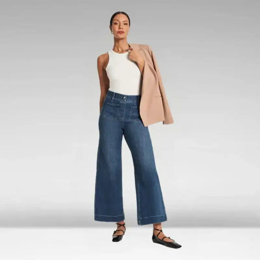Tummy Control Cropped Wide-Leg Jeans  2025 Best Selling Jeans - Seldom Seen Styles