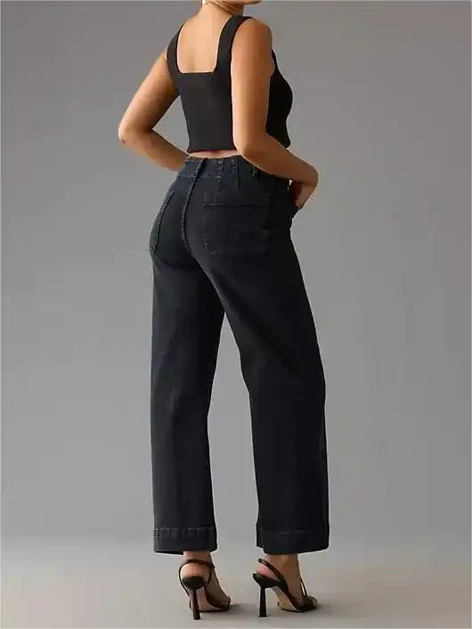 Tummy Control Cropped Wide-Leg Jeans  2025 Best Selling Jeans - Seldom Seen Styles