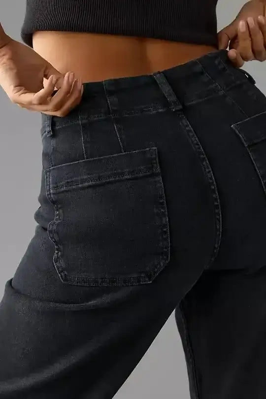 Tummy Control Cropped Wide-Leg Jeans  2025 Best Selling Jeans - Seldom Seen Styles