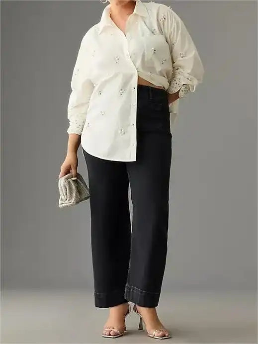 Tummy Control Cropped Wide-Leg Jeans  2025 Best Selling Jeans - Seldom Seen Styles