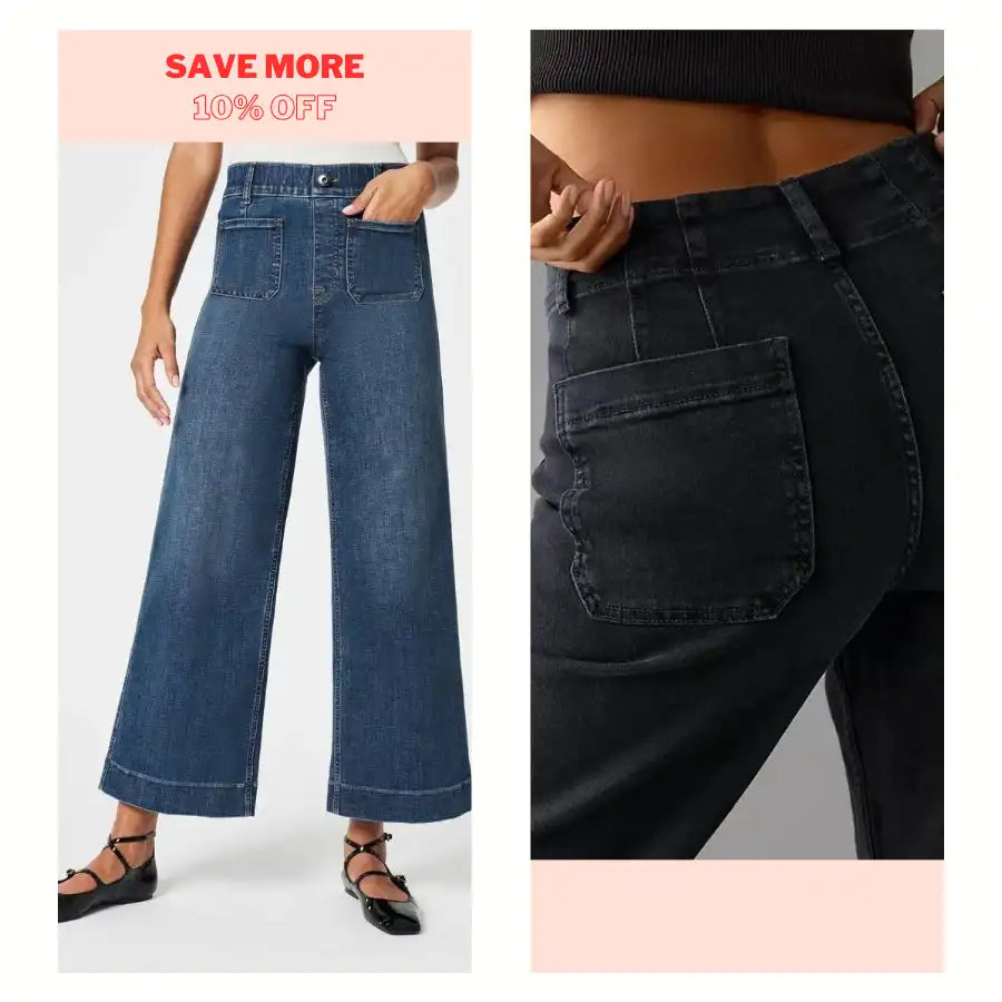 Tummy Control Cropped Wide-Leg Jeans  2025 Best Selling Jeans - Seldom Seen Styles
