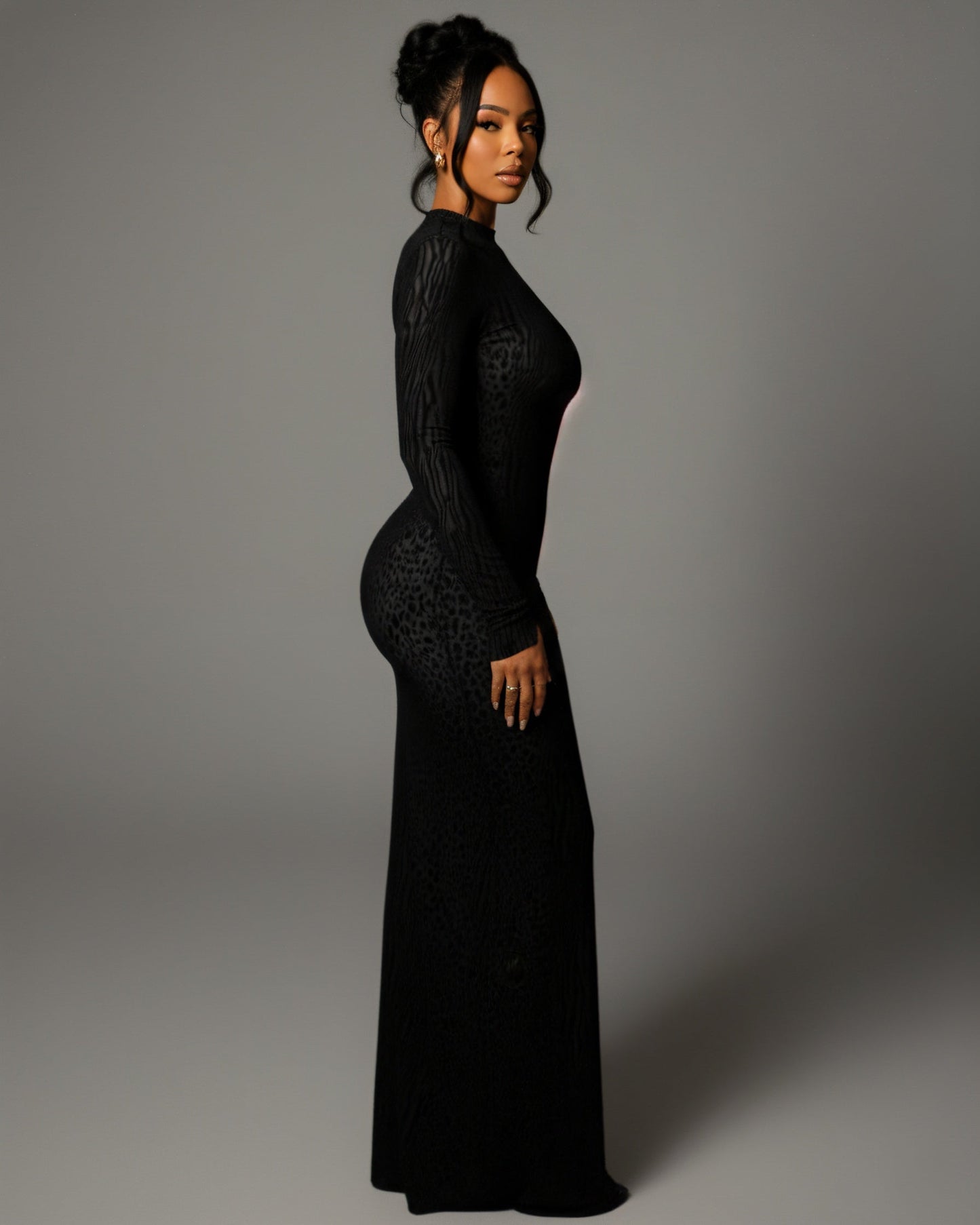 ASHLEY Mesh Open Back Maxi Dress