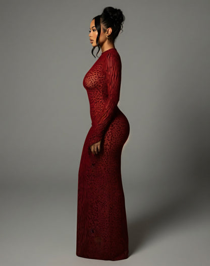 ASHLEY Mesh Open Back Maxi Dress