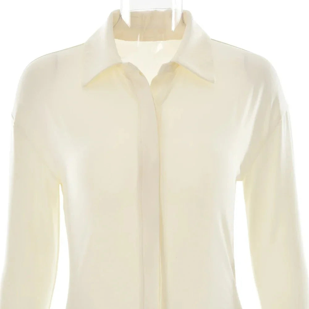 Women's Ruched Shirt Mini Dress Long Sleeve Bodycon Button Up Elegant Casual Dress - Seldom Seen Styles