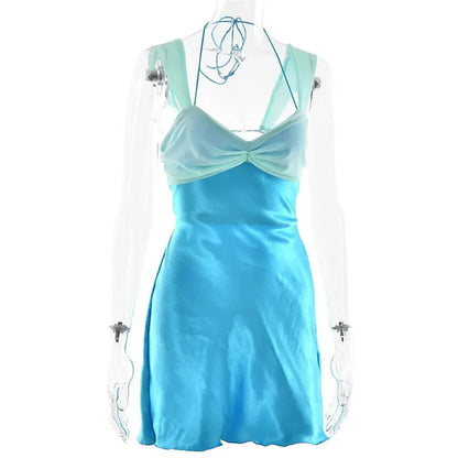 Satin-Minikleid mit Schnürung und ohne Trägern