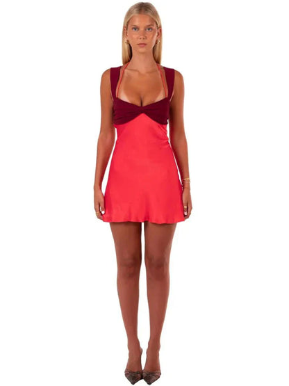 Satin-Minikleid mit Schnürung und ohne Trägern