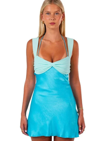 Satin-Minikleid mit Schnürung und ohne Trägern