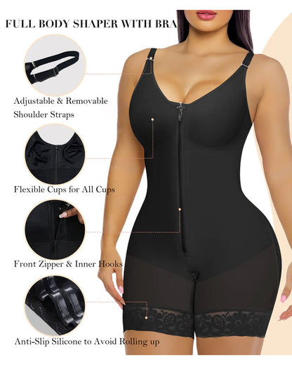 Women's Tummy Control Butt Lifter Shapewear Zipper Crotch Fajas Colombianas Slimming Body Shaper