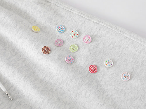 Floral Appliqué Wide Leg Drawstring Sweatpants Plaid Patch Elastic Waist Casual Streetwear Baggy Pants | Petal Patch