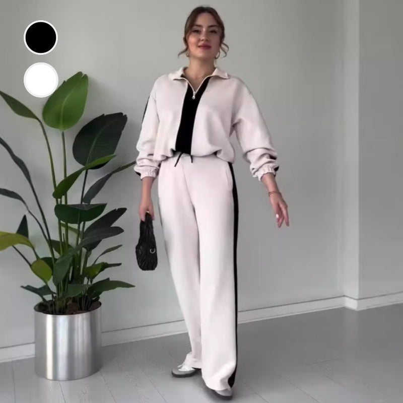 🔥🖤Black Friday Sale:50% OFF🔥Women’s Zipper Lapel Tops ＆ Pants 2-Piece Set - Seldom Seen Styles