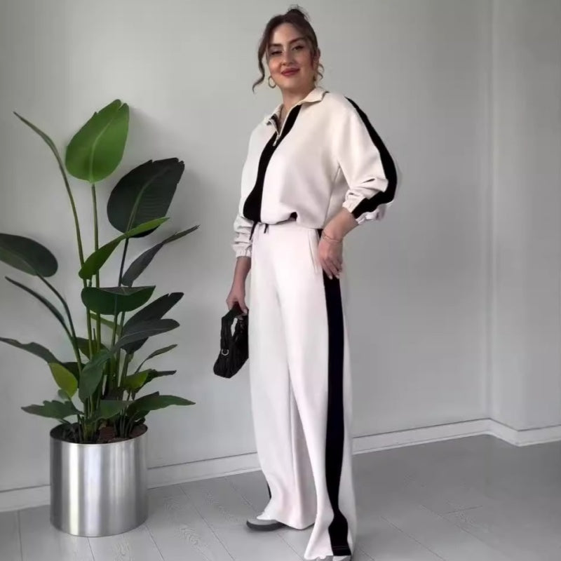 🔥🖤Black Friday Sale:50% OFF🔥Women’s Zipper Lapel Tops ＆ Pants 2-Piece Set - Seldom Seen Styles