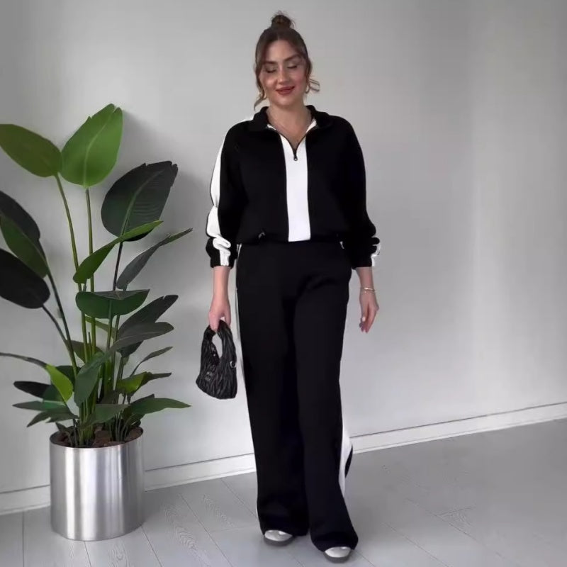 🔥🖤Black Friday Sale:50% OFF🔥Women’s Zipper Lapel Tops ＆ Pants 2-Piece Set - Seldom Seen Styles