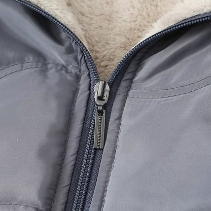 Warm jacket with hood and zip for women