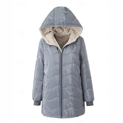 Warm jacket with hood and zip for women