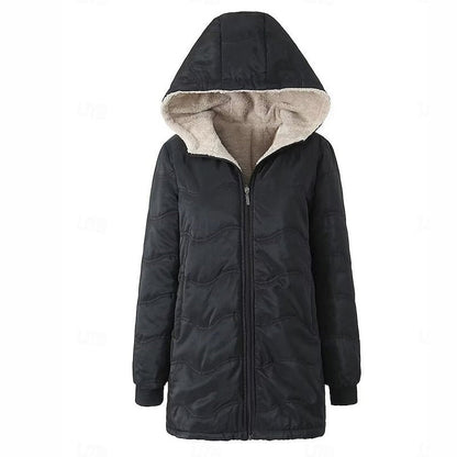 Warm jacket with hood and zip for women