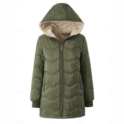 Warm jacket with hood and zip for women