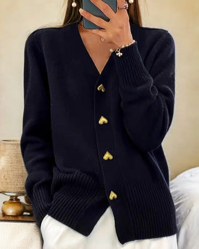 Adele | Elegant Cardigan with Heart Buttons - Seldom Seen Styles