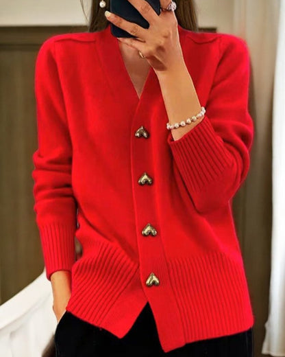 Adele | Elegant Cardigan with Heart Buttons - Seldom Seen Styles
