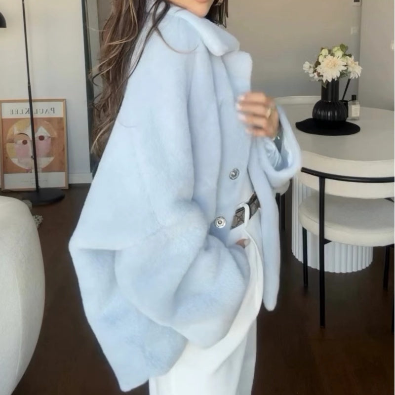 Women's Loose Plush Lapel Winter Coat - Seldom Seen Styles