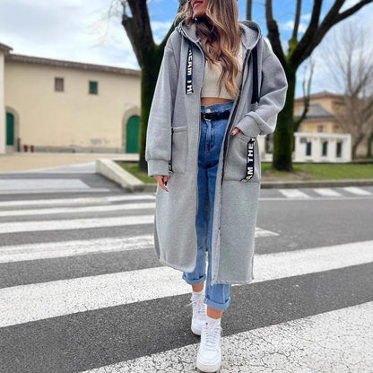 Long hooded sweatshirt for women