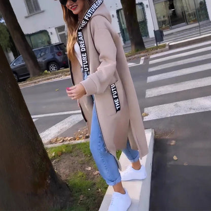 Long hooded sweatshirt for women