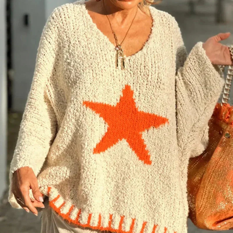 💕BLACK FRIDAY HOT SALES! 💕Women's Star Print V-Neck Pullover Sweater - Seldom Seen Styles