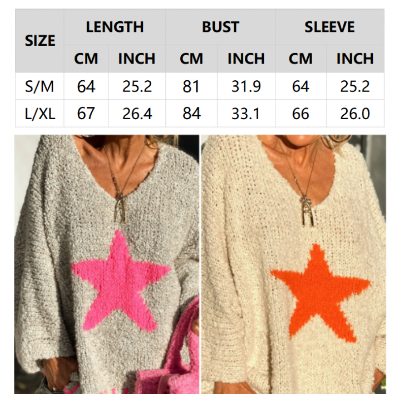 💕BLACK FRIDAY HOT SALES! 💕Women's Star Print V-Neck Pullover Sweater - Seldom Seen Styles
