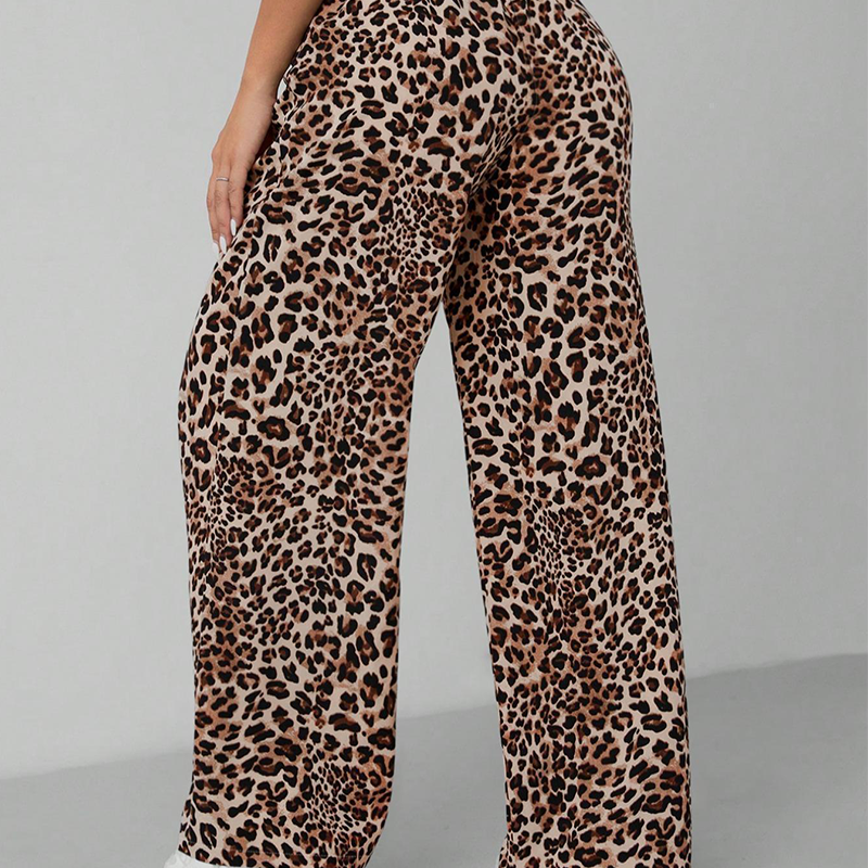 Women's Fashion Leopard Print Straight-Leg Wide Pants - Seldom Seen Styles
