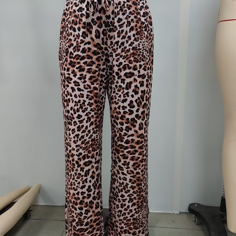 Women's Fashion Leopard Print Straight-Leg Wide Pants - Seldom Seen Styles