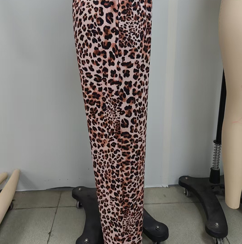 Women's Fashion Leopard Print Straight-Leg Wide Pants - Seldom Seen Styles