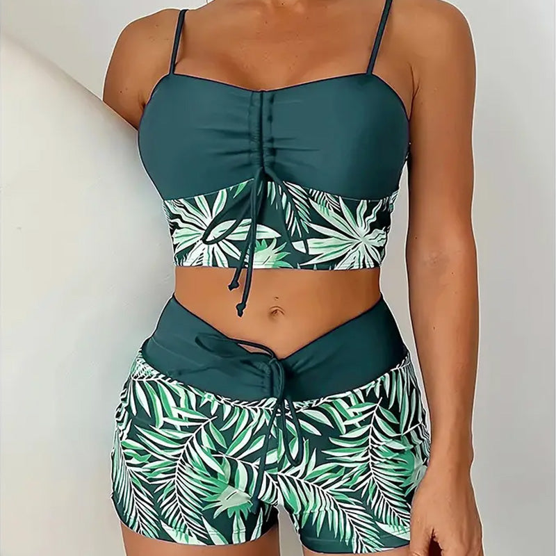 Two women's swimsuits with prints