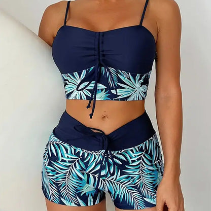 Two women's swimsuits with prints