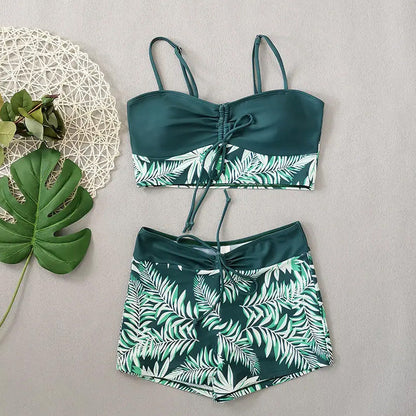 Two women's swimsuits with prints