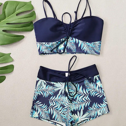 Two women's swimsuits with prints