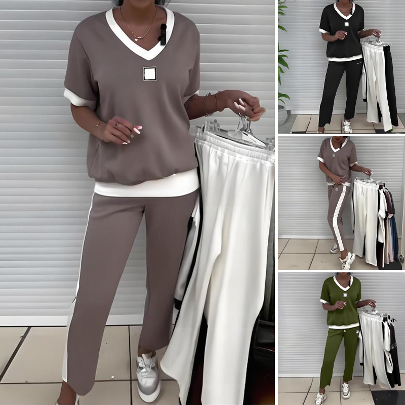 ⏳Limited time 50% discount💥Casual women's two-piece set: V-neck top and trousers - Seldom Seen Styles