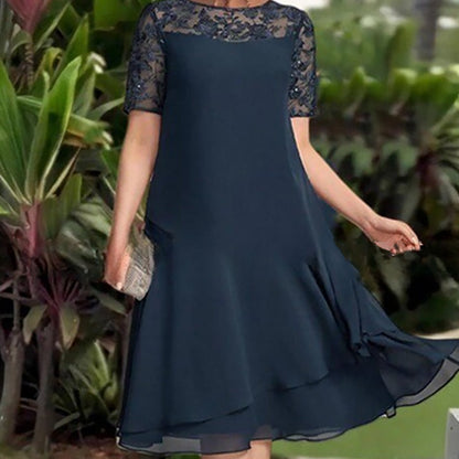 [S-3XL] Női Réteges Háló A-vonalú Midi Ruha