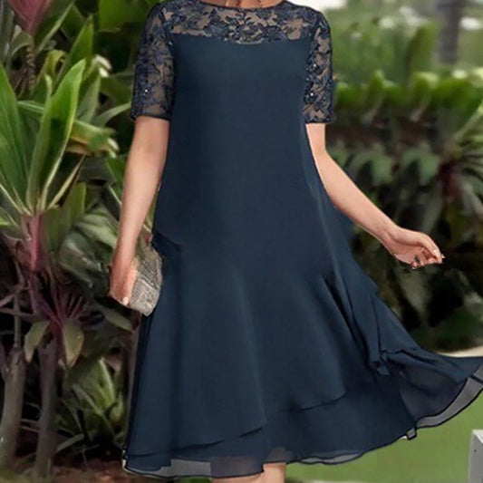 [S-3XL] Női Réteges Háló A-vonalú Midi Ruha