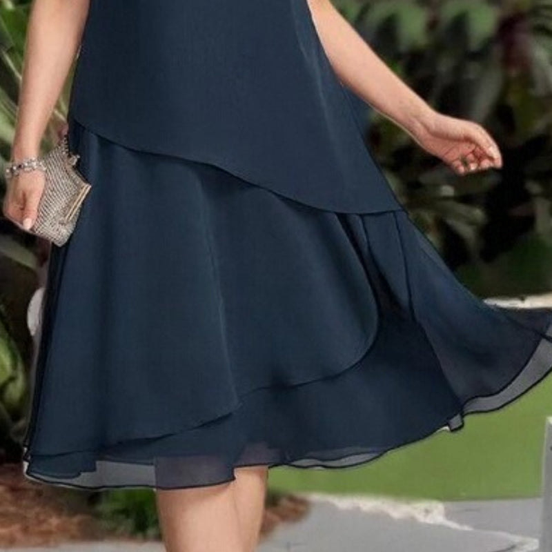 [S-3XL] Női Réteges Háló A-vonalú Midi Ruha