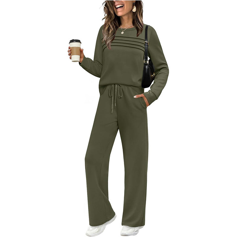 🎉Hot Sale 50% OFF🥳Women's Crew Neck Top & Drawstring Pants Set - Seldom Seen Styles