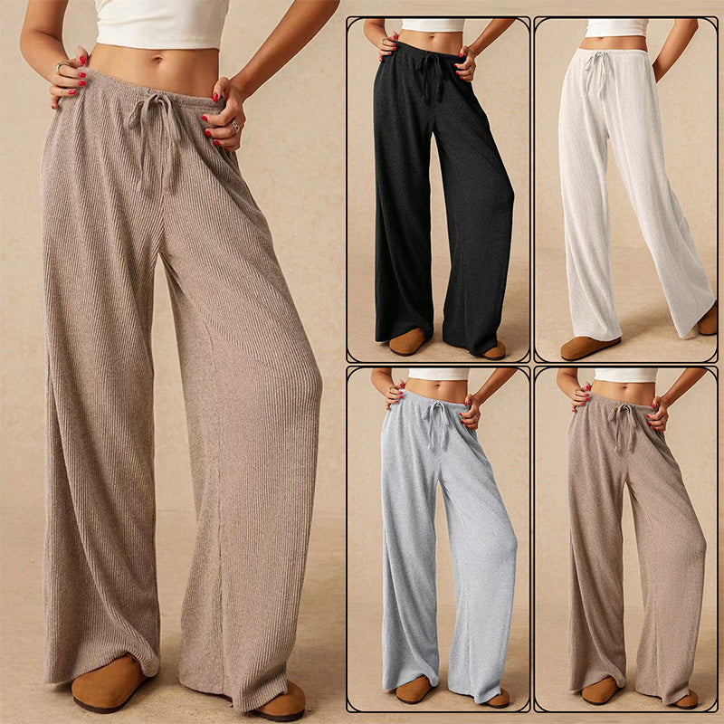 Female leisure trousers with wide legs and drawstring - Seldom Seen Styles