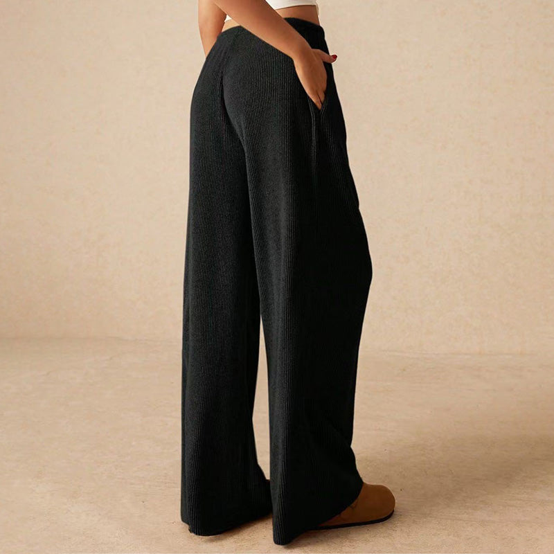 Female leisure trousers with wide legs and drawstring - Seldom Seen Styles