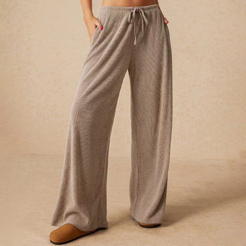 Female leisure trousers with wide legs and drawstring - Seldom Seen Styles