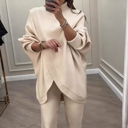 Dames 2-Delig Set – Asymmetrische Trui + Wijdpijpbroek, Ruime Pasvorm & Zacht, Supercomfortabel 👚✨ ✅ Gratis verzending