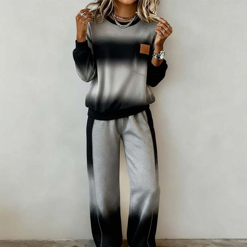 Women's Casual Gradient Top and Pants Set - Seldom Seen Styles