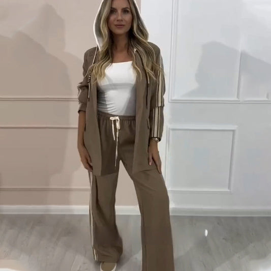 Women’s Stylish Hooded Coat & Pants 2-Piece Set - Seldom Seen Styles