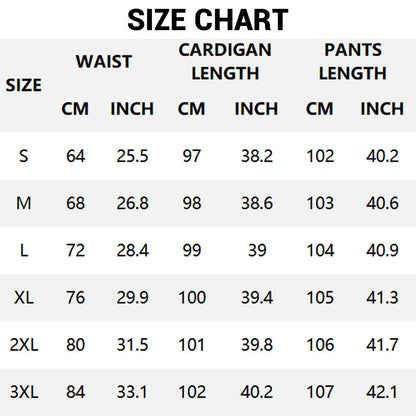 The three-piece leisure suit is made of knitted fabric - short-sleeved, cardigan and pants combination, creating a layered effect, the fabric is soft.